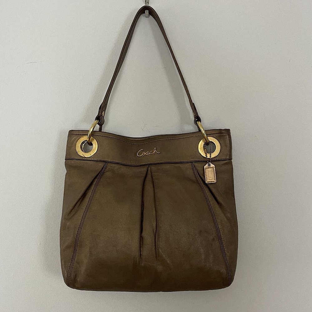 Coach Ashley Hippie Metallic Bronze Leather Hobo